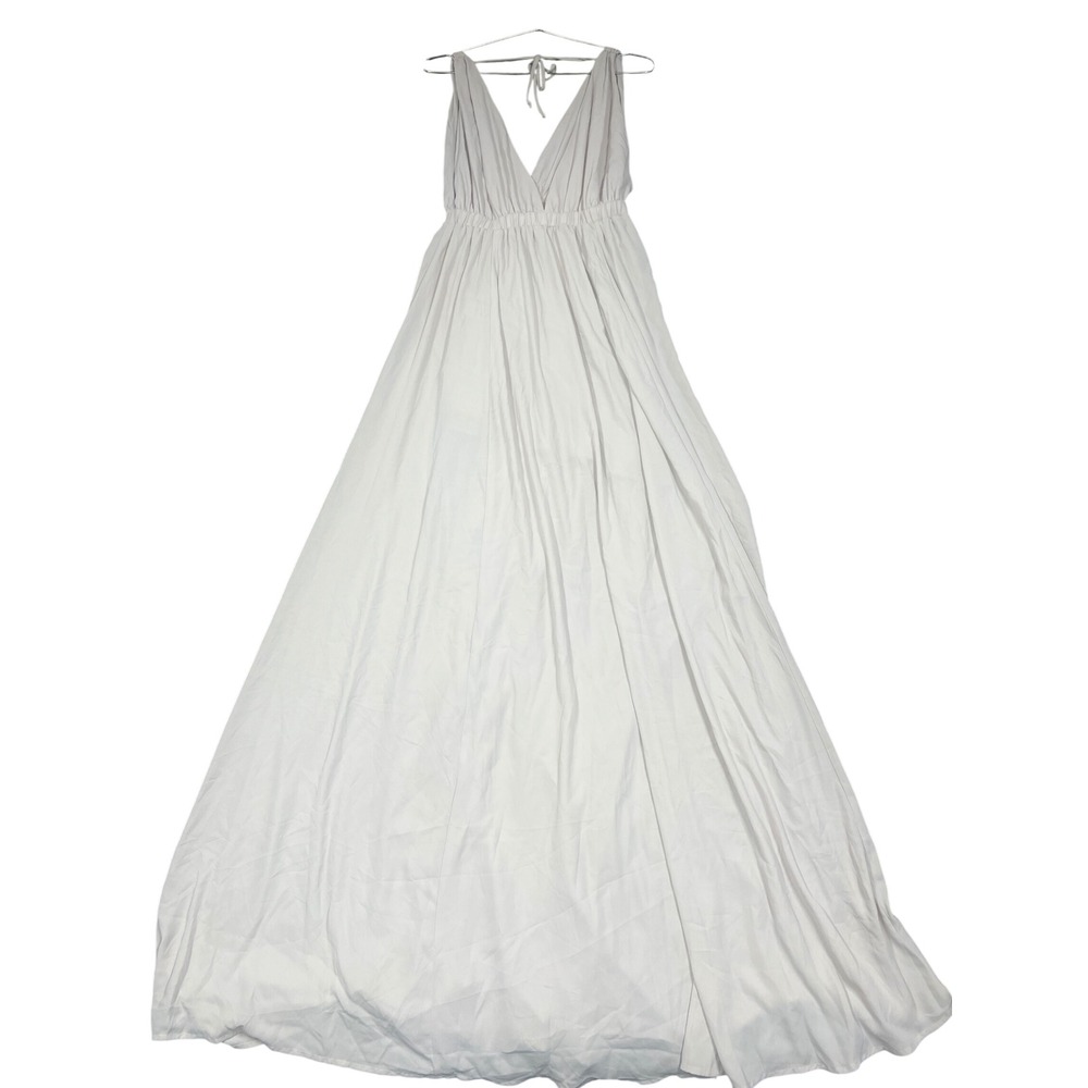 Show Me Your Mumu Maxi Dress L Beige Halter Boho Wedding Gown